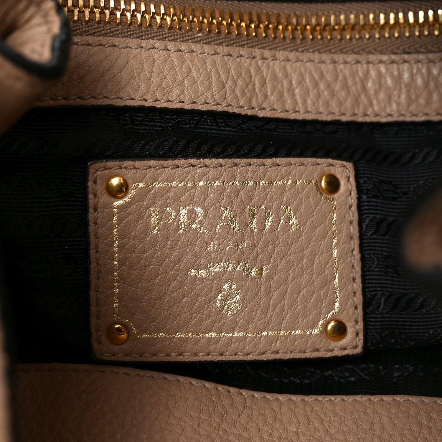 Prada Vitello Phenix Embossed Logo Hobo Caramel 6 of 10