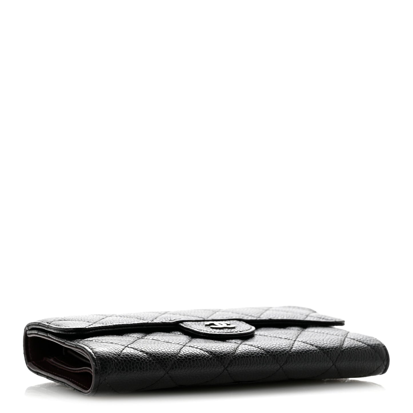 Caviar Quilted Large Flap Wallet Black
