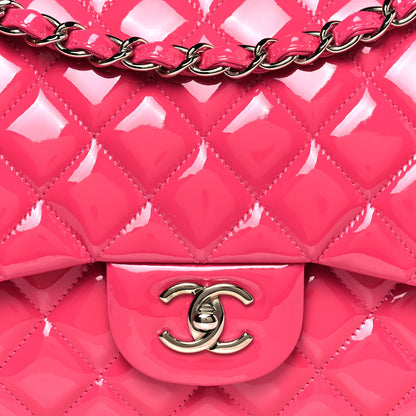 Chanel Patent Quilted Jumbo Double Flap Fuchsia 7 of 14