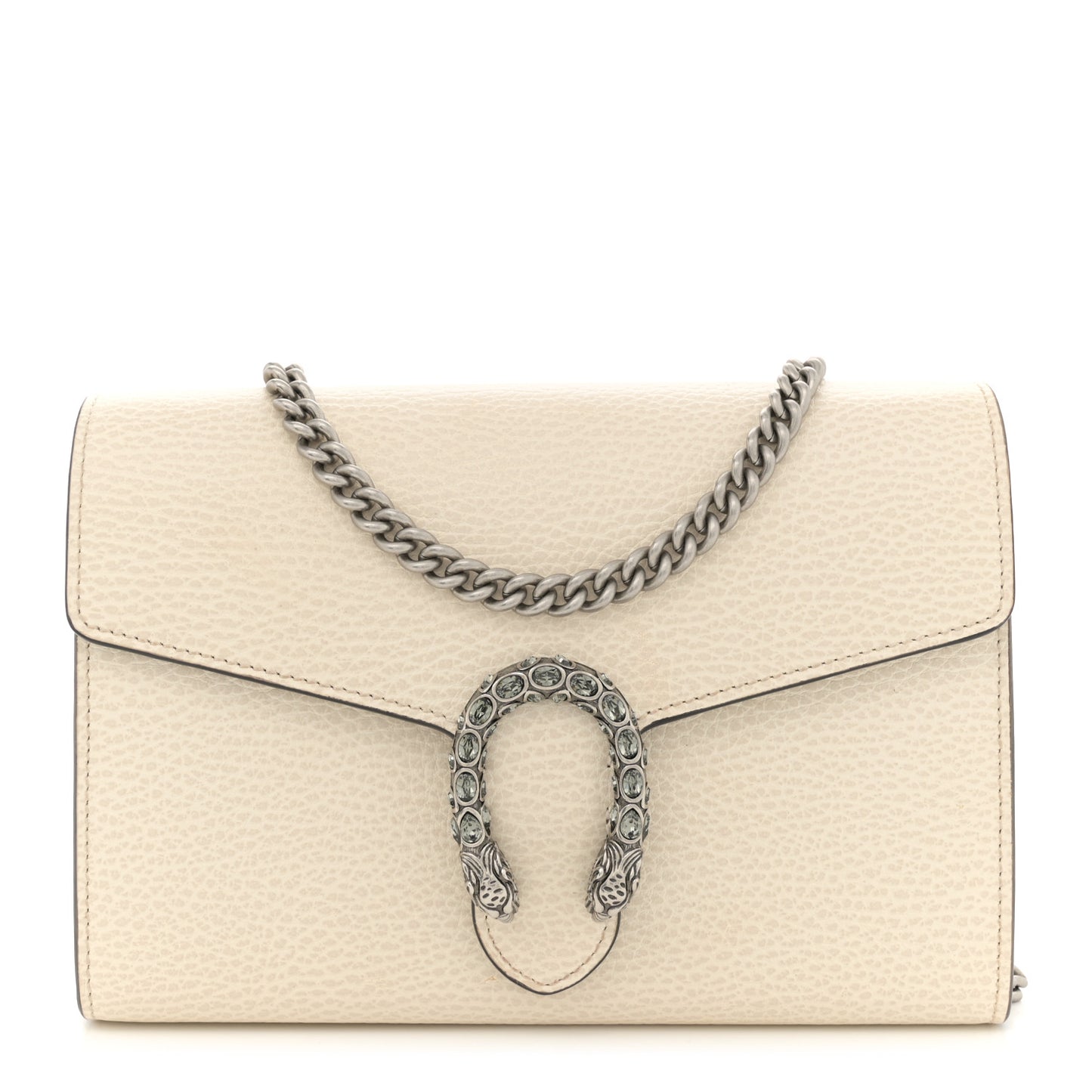Dollar Calfskin Mini Dionysus Chain Wallet Mystic White