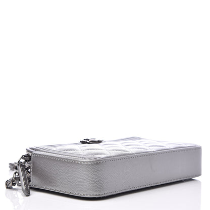 Chanel Metallic Caviar Quilted Small Boy Clutch With Chain Silver 4 of 14