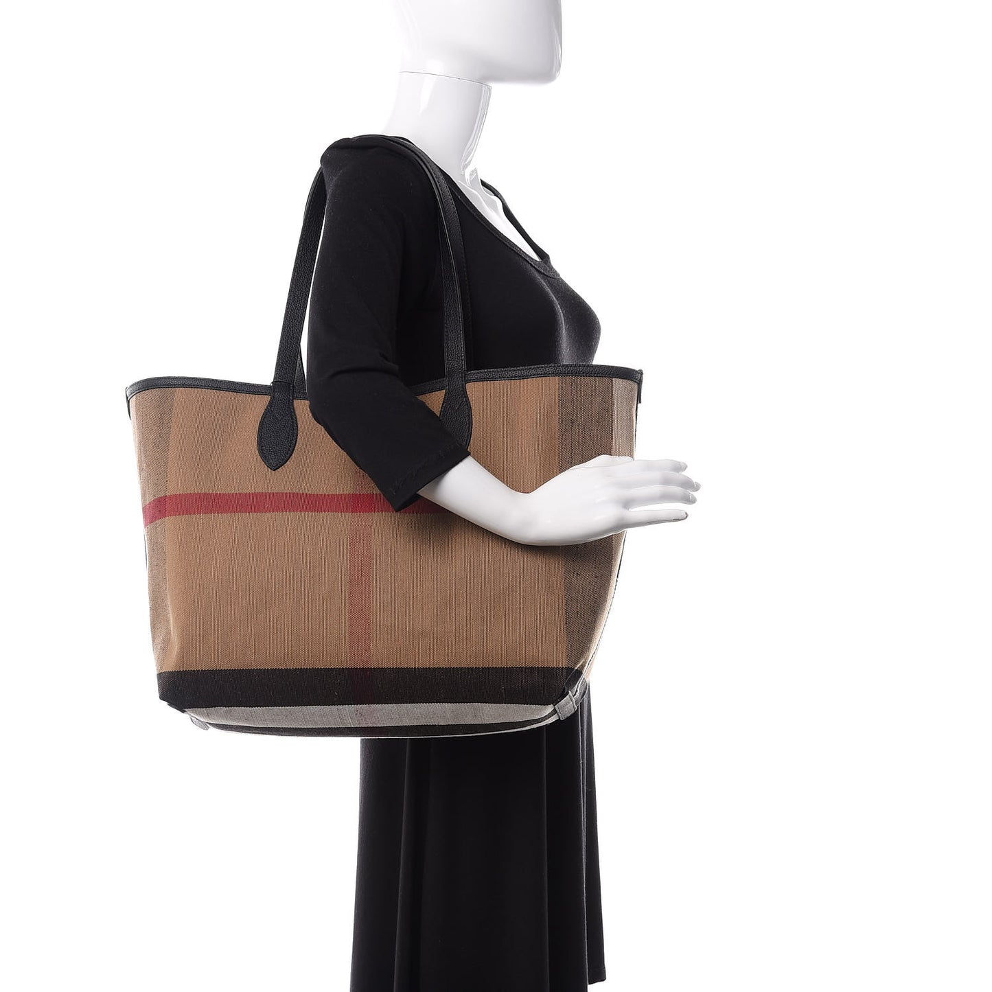 Coated Canvas Mega Check Medium Doodle Tote Black