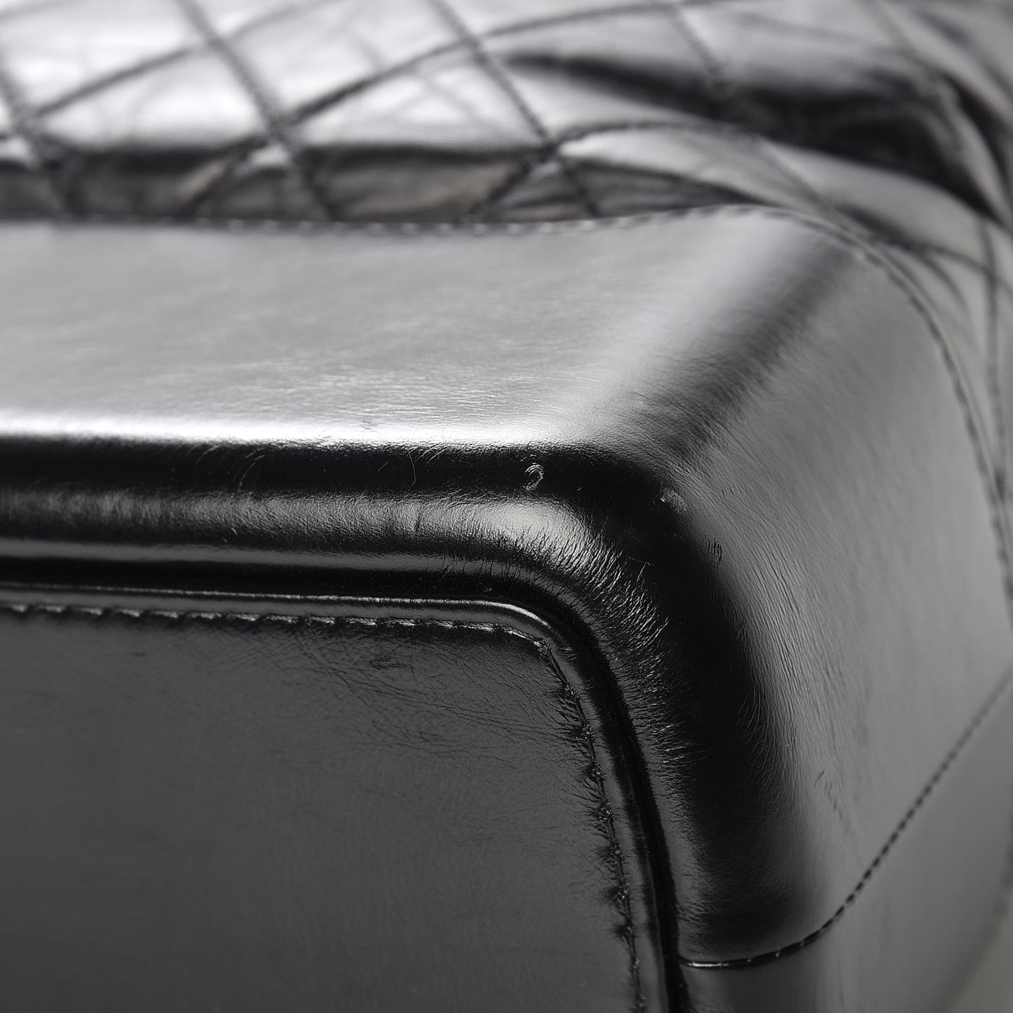 Aged Calfskin Quilted Maxi Gabrielle Hobo Black