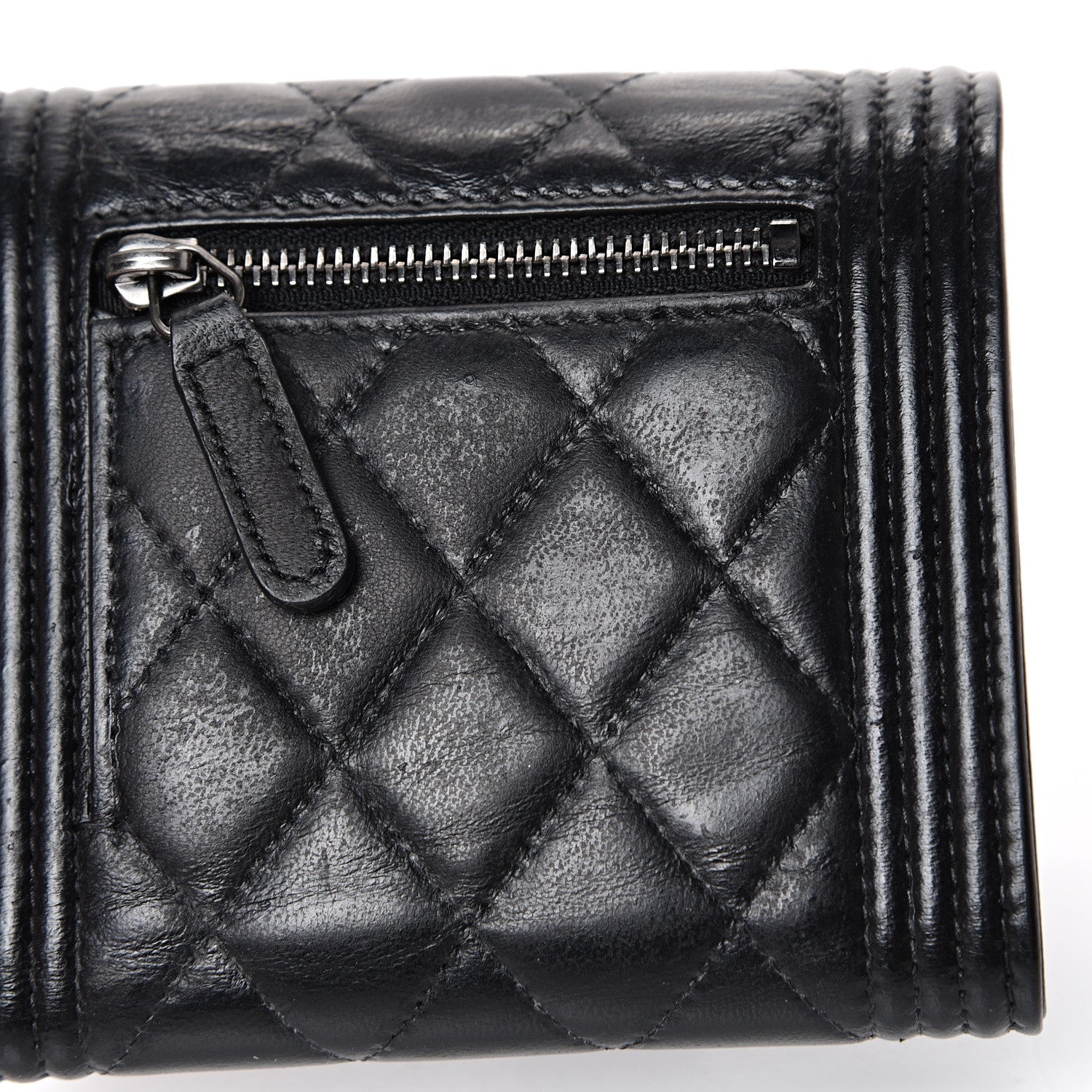 Chanel Lambskin Quilted Compact Boy Wallet Black 10 of 12