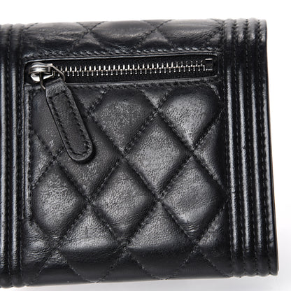 Chanel Lambskin Quilted Compact Boy Wallet Black 10 of 12