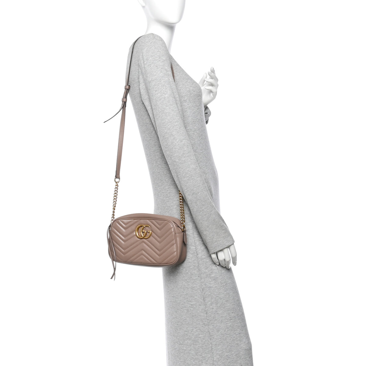 Calfskin Matelasse Small GG Marmont Chain Shoulder Bag Porcelain Rose