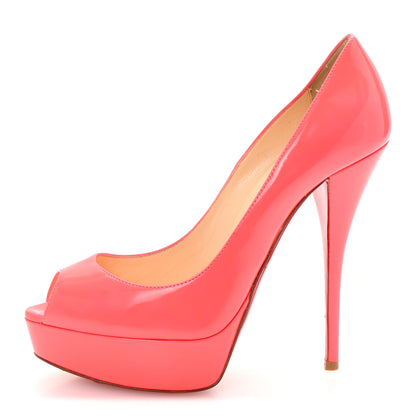 Christian Louboutin Patent Lady Peep 150 Pumps 37 Fluo Rose Paris 1 of 8