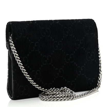 Gucci Velvet GG Monogram Mini Dionysus Chain Wallet Black 3 of 14