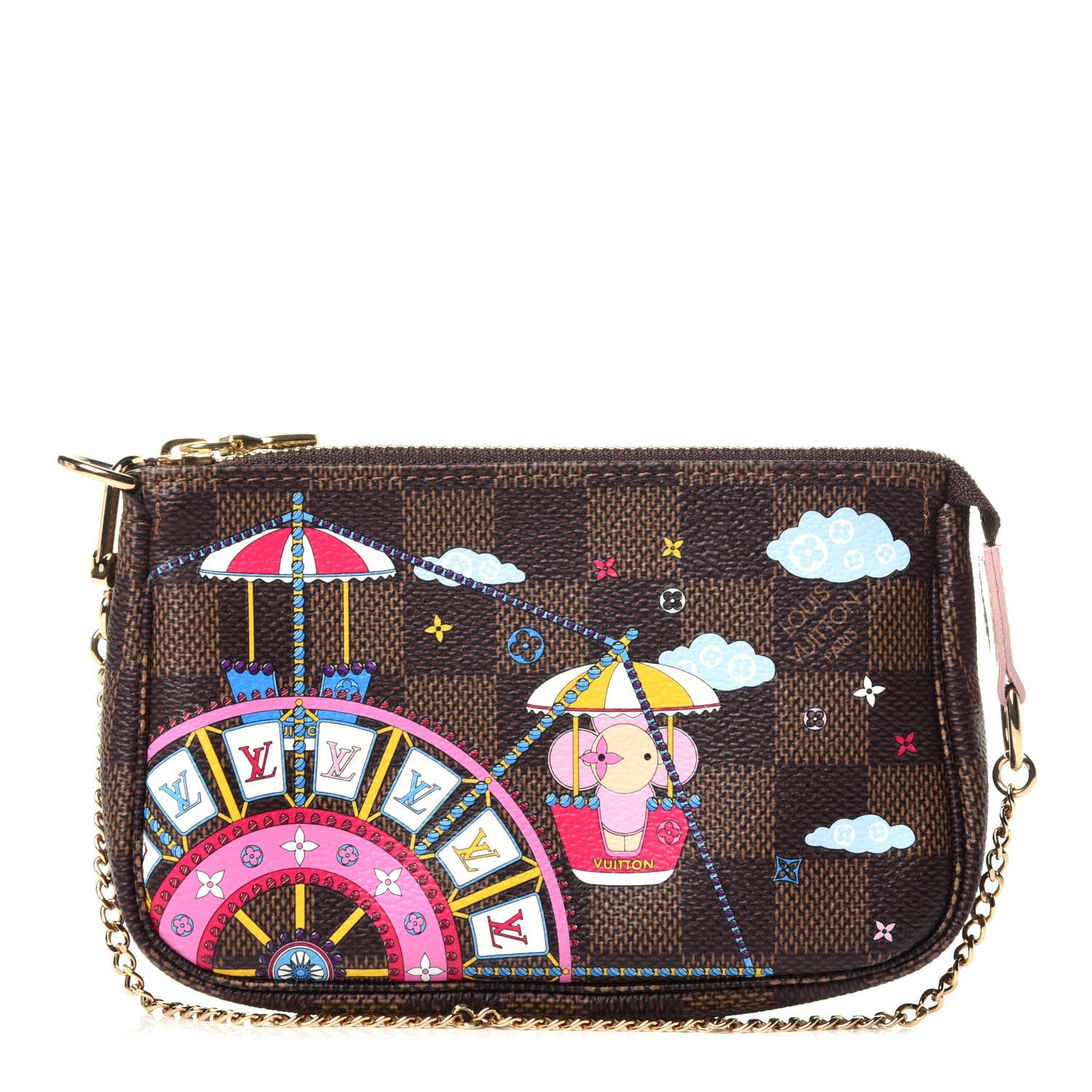 Louis Vuitton Damier Ebene 2020 Christmas Animation Big Wheel Mini Pochette Accessories Rose Ballerine 1 of 10