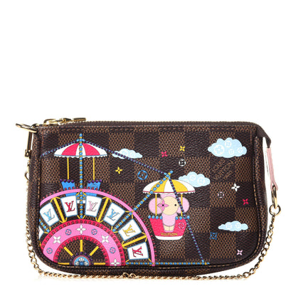 Louis Vuitton Damier Ebene 2020 Christmas Animation Big Wheel Mini Pochette Accessories Rose Ballerine 1 of 10