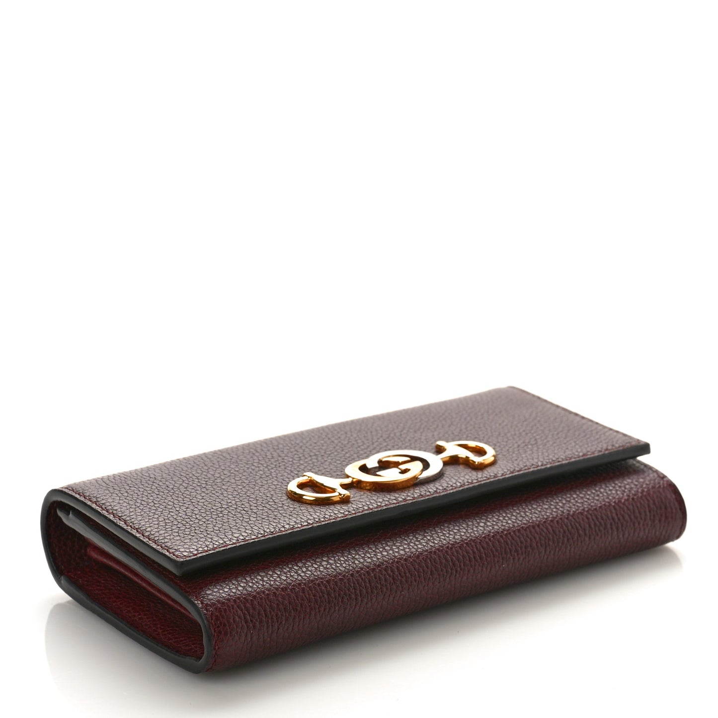 Grainy Calfskin Zumi Continental Wallet Vintage Bordeaux