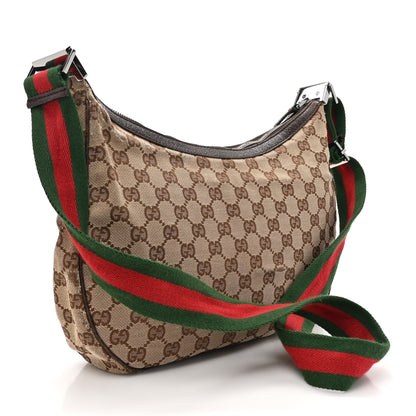 Gucci Monogram Web Medium Half Moon Hobo Dark Brown 3 of 18