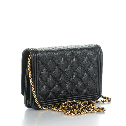 Chanel Caviar Quilted Boy Wallet On Chain WOC Black 2 of 8