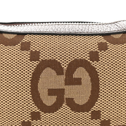Gucci Monogram Jumbo GG Textured Dollar Calfskin Web Mini Ophidia Half Moon Hobo Camel Ebony New Acero 6 of 9
