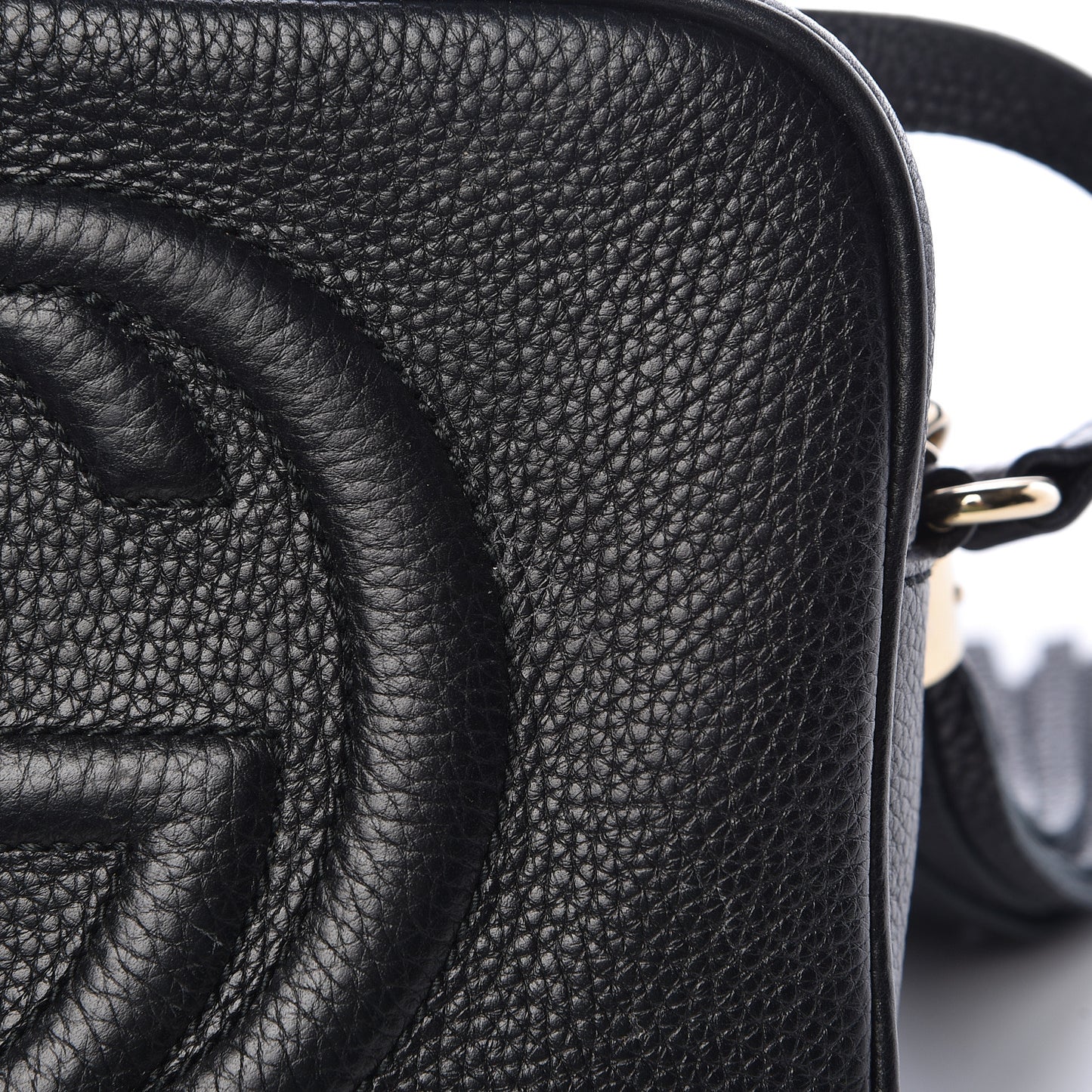 Pebbled Calfskin Small Soho Disco Bag Black