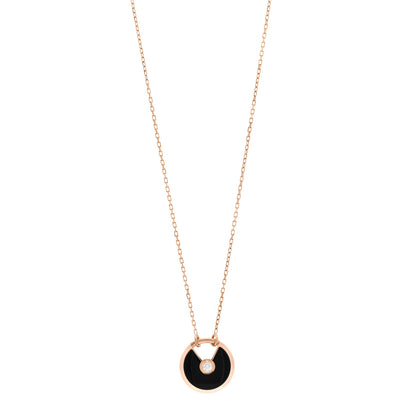 Cartier 18K Pink Gold Diamond Black Onyx SM Amulette de Cartier Pendant Necklace 1 of 5