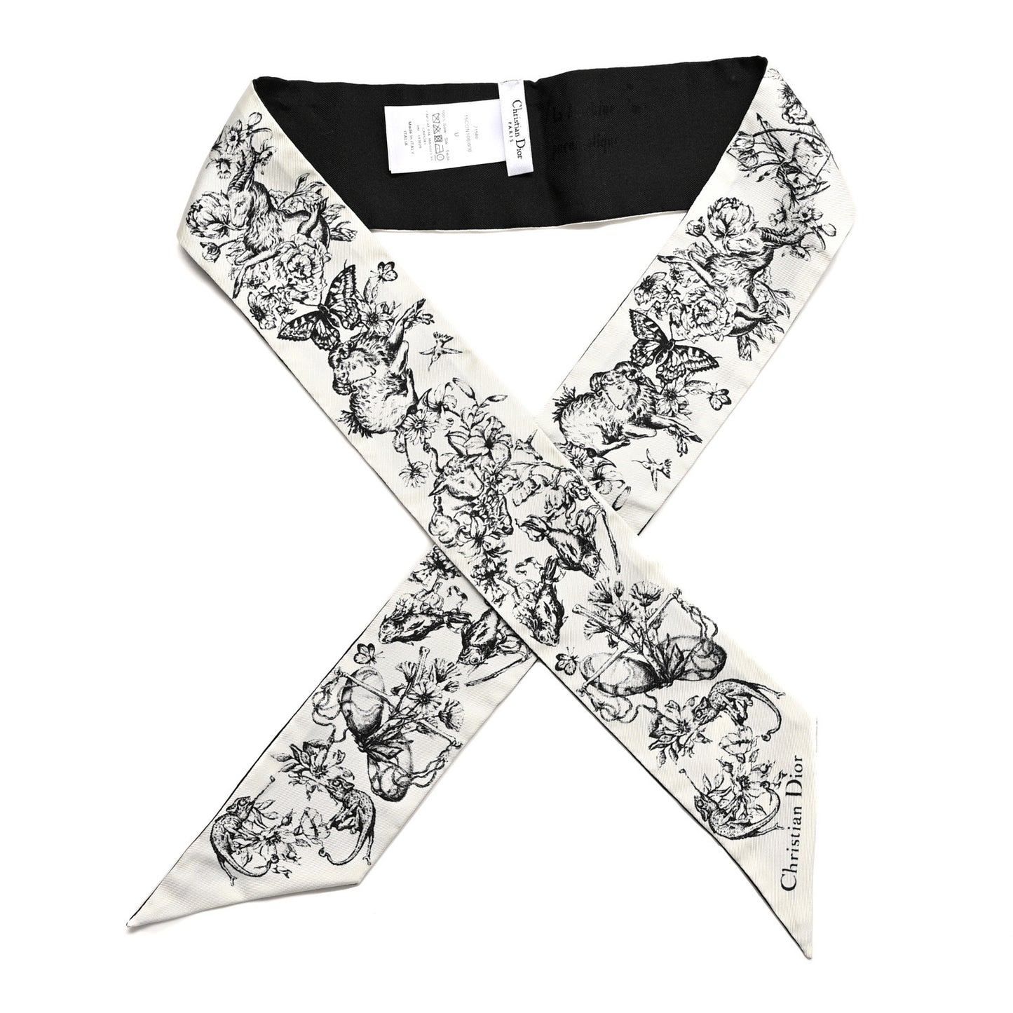 Silk Zodiac Mitzah Scarf White Black