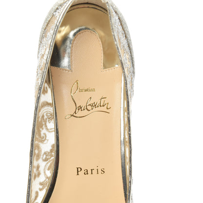 Christian Louboutin Kid Rete Lace Follies Ballerina Flat 39.5 Platine 5 of 7