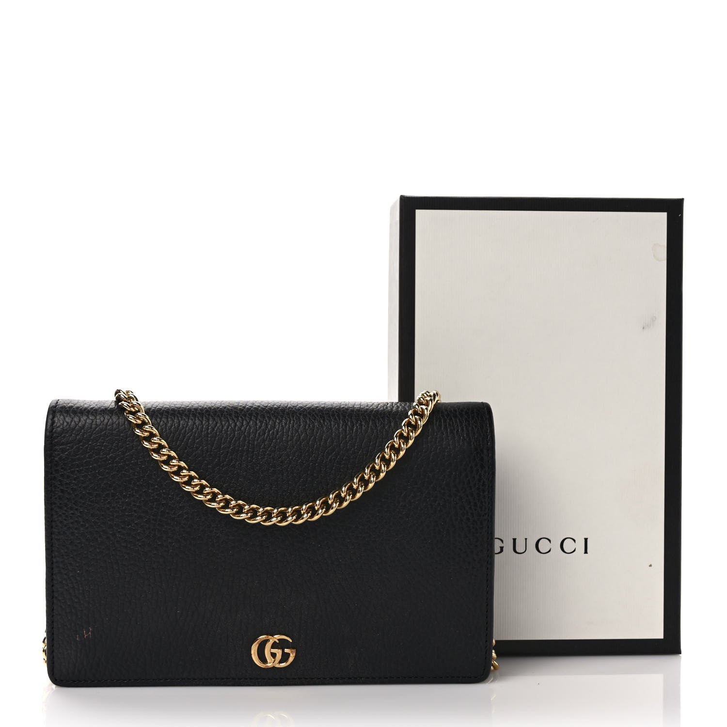 Gucci Calfskin Mini GG Marmont Chain Wallet Black 10 of 10