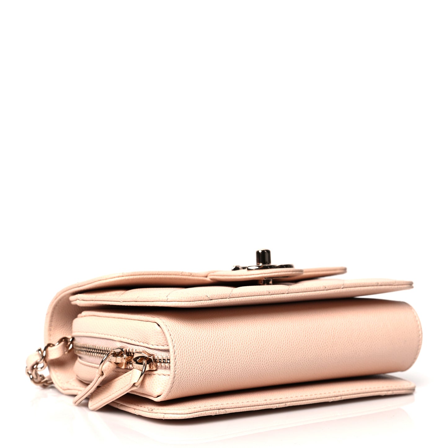 Caviar Quilted Like A Wallet Flap Light Beige