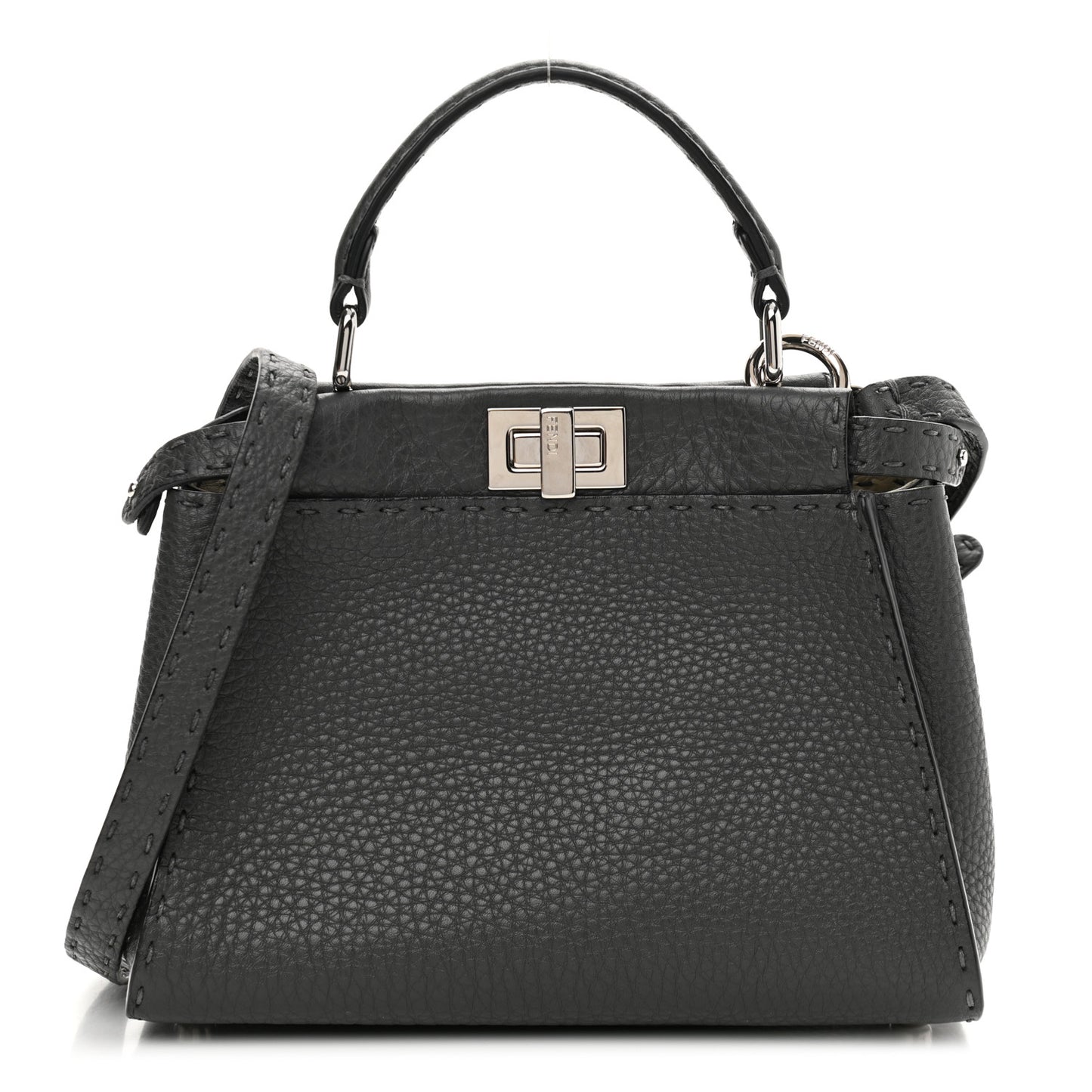 Cuoio Romano Selleria Bi-Color Mini Peekaboo Iconic Satchel Asfalto Latte