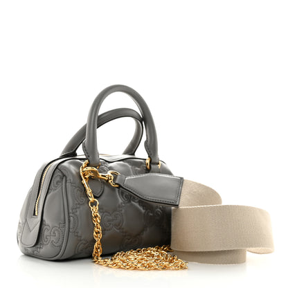 Gucci Calfskin GG Matelasse Mini Bowler Bag Dusty Grey Natural 2 of 11