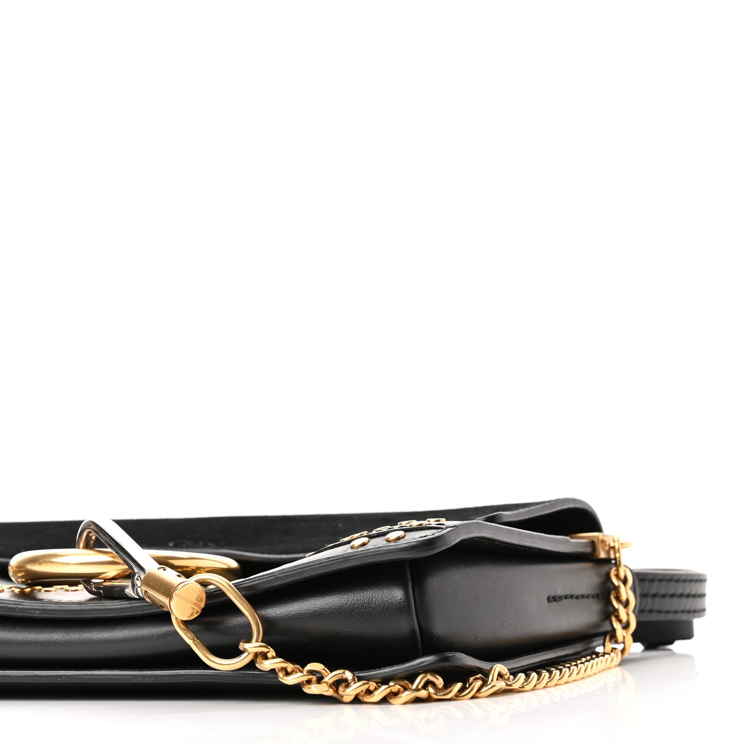 Suede Calfskin Studded Small Faye Shoulder Bag Black