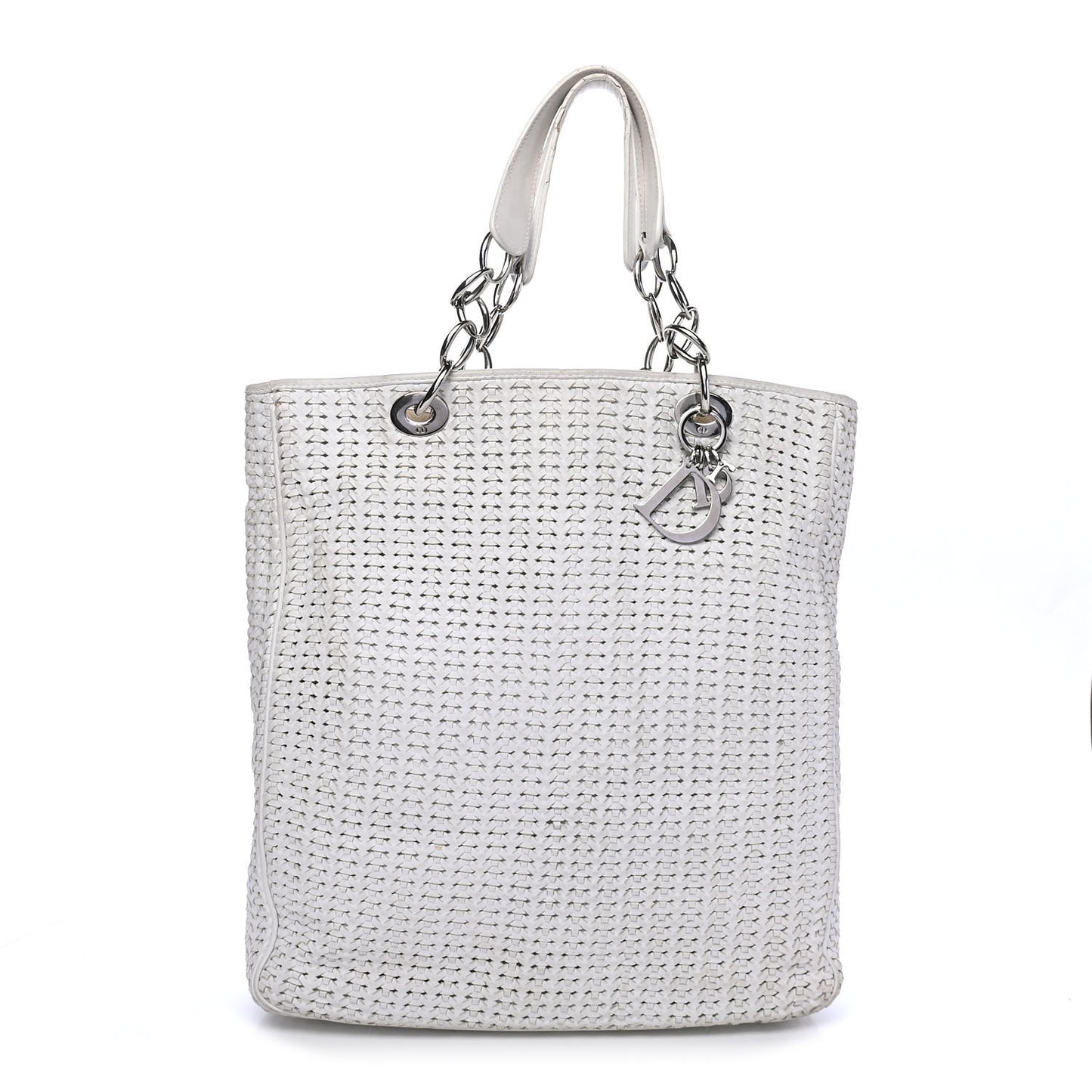 Lambskin Woven Dior Soft Shopping Tote White