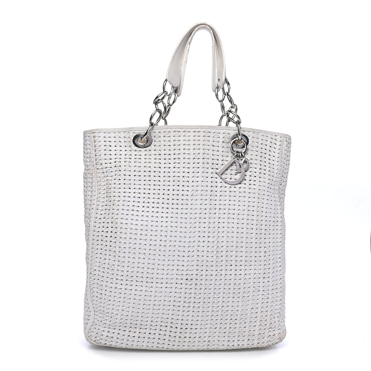 Christian Dior Lambskin Woven Dior Soft Shopping Tote White 1 of 6