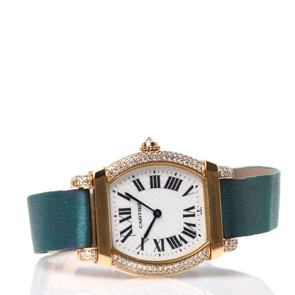 Cartier 18K Yellow Gold Satin Diamond 26mm Tortue Chinoise Quartz Watch Green 3 of 9