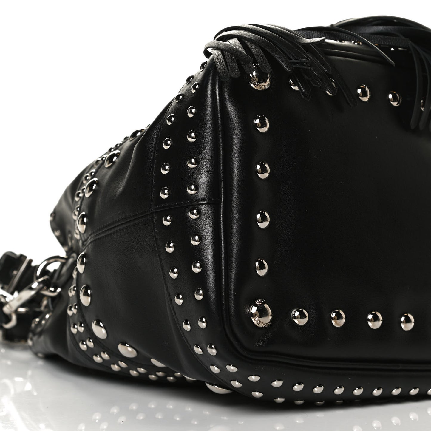 Soft Calf Studded Bucket Bag Black