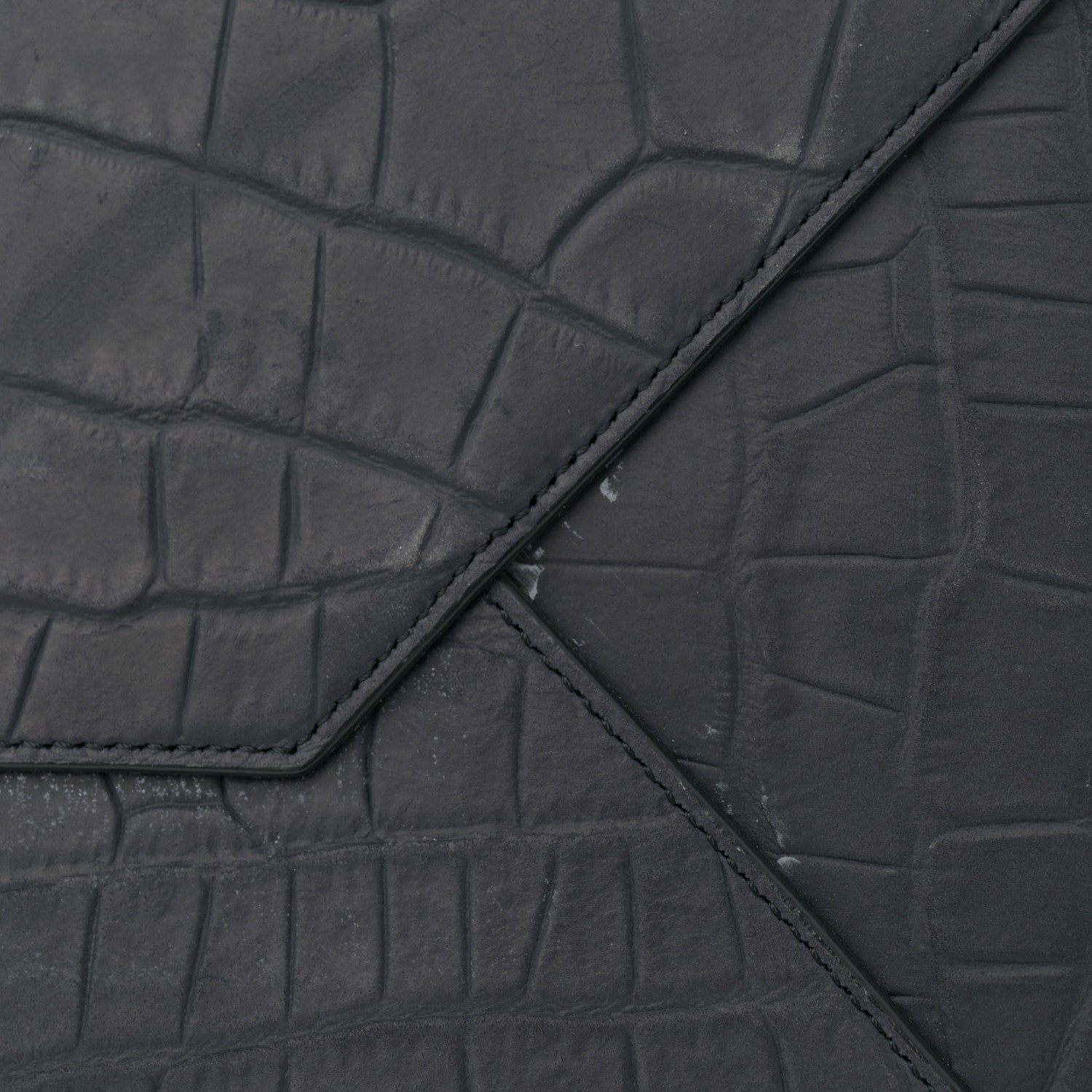 Celine Smooth Calfskin Nubuck Crocodile Embossed Small Belt Cabas Phantom Navy 13 of 14