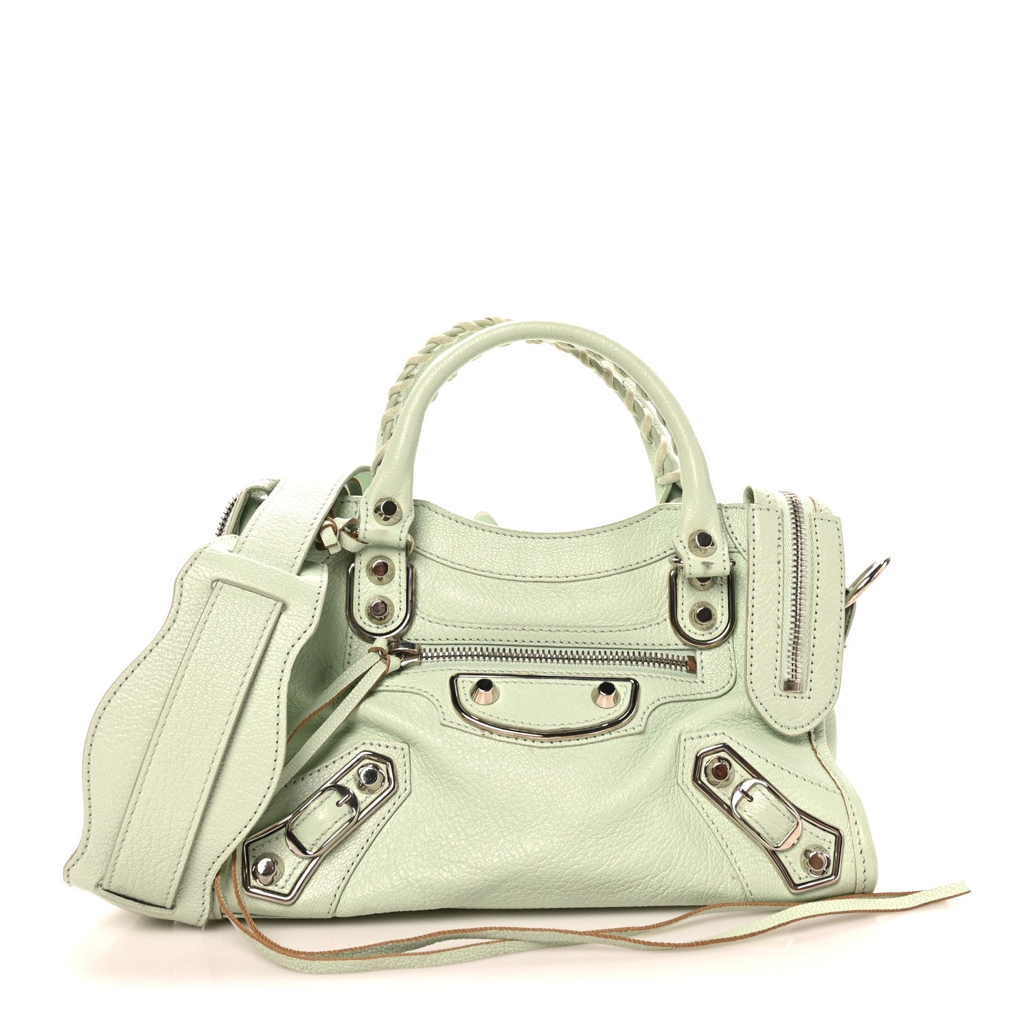 Balenciaga Chevre Silver Metallic Edge Hardware Mini City Vert Anis 1 of 11