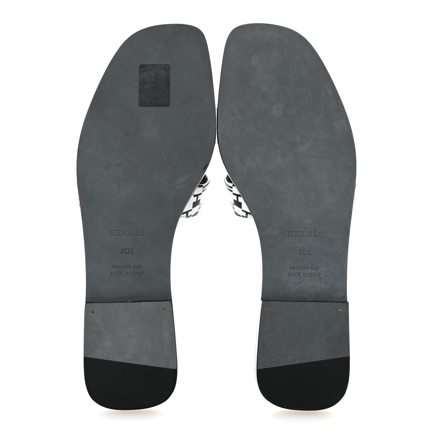Calfskin Printed Op'H Oran Sandals 40.5 Black White