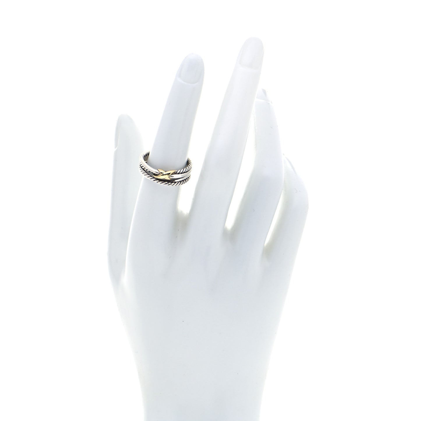 Sterling Silver 18K Yellow Gold 6mm X Crossover Ring 54 7