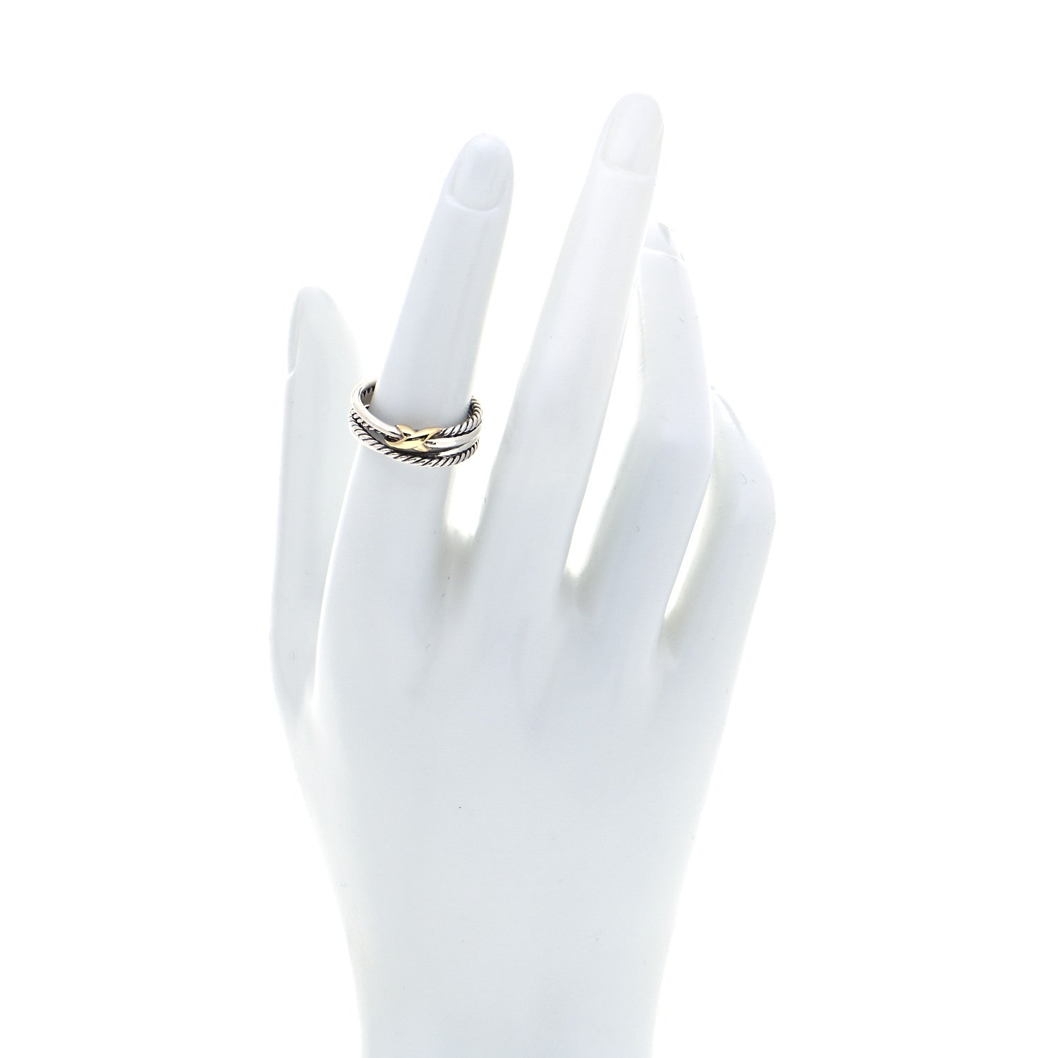 David Yurman Sterling Silver 18K Yellow Gold 6mm X Crossover Ring 54 7 2 of 5