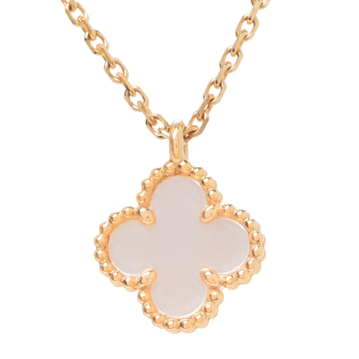 18K Yellow Gold Mother of Pearl Sweet Alhambra Pendant Necklace