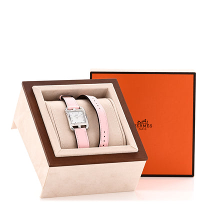 Hermes Stainless Steel Swift Diamond Pink Sapphire Mother of Pearl 23mm Cape Cod Double Tour Quartz Watch Rose Sakura 5 of 5