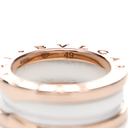Bulgari 18K Rose Gold White Ceramic B.Zero1 Two-Band Ring 49 4.75 5 of 7