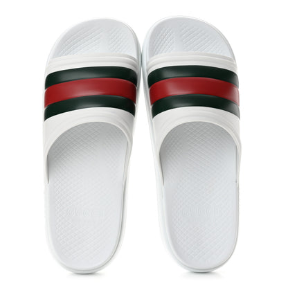 Gucci Rubber Web Mens Slide Sandals 12 White Green Red 2 of 10