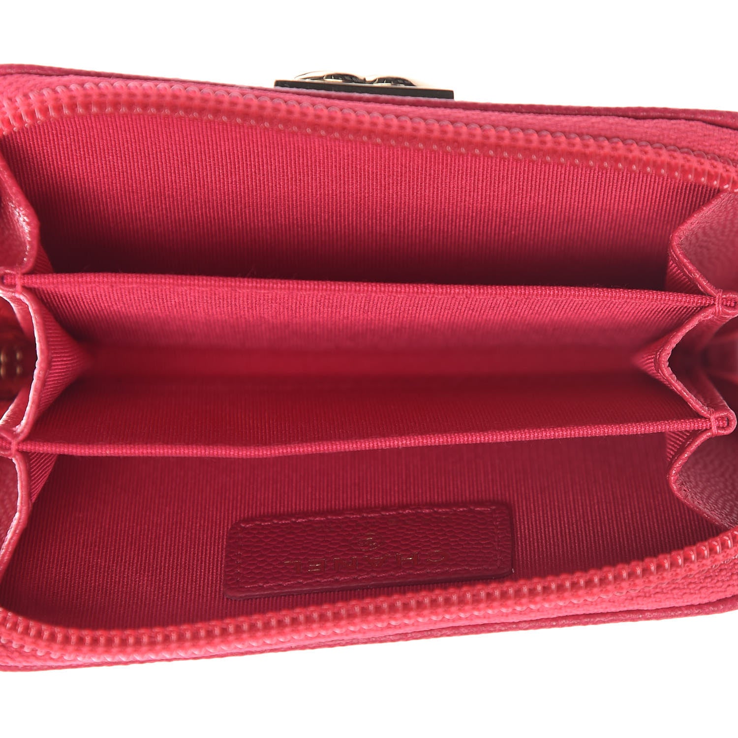 Chanel Caviar Quilted Boy Zip Around Coin Purse Wallet Fuchsia 5 of 12