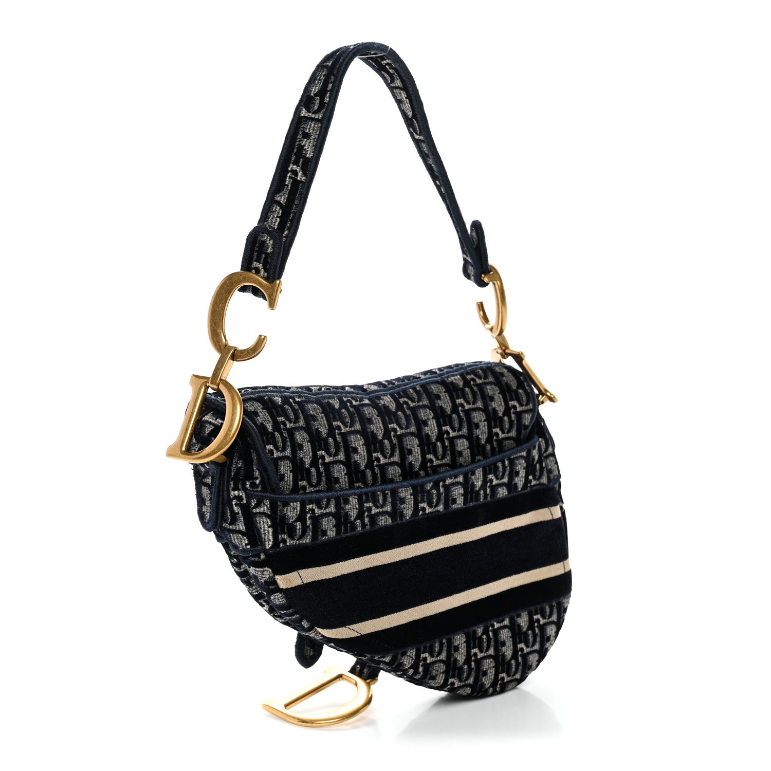 Christian Dior Velvet Oblique Saddle Bag Blue 3 of 11