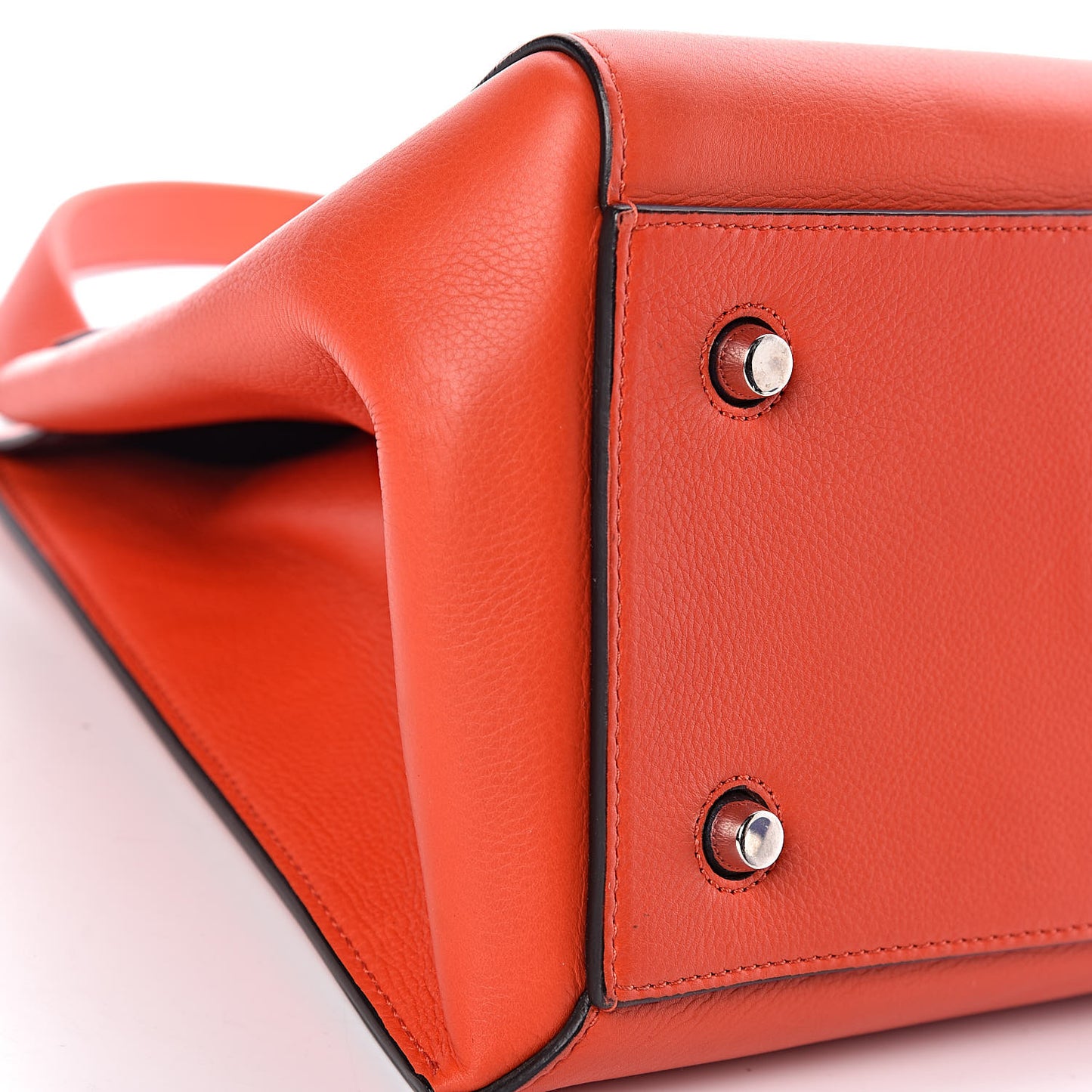Grained Calfskin Medium Edge Shoulder Bag Vermillion