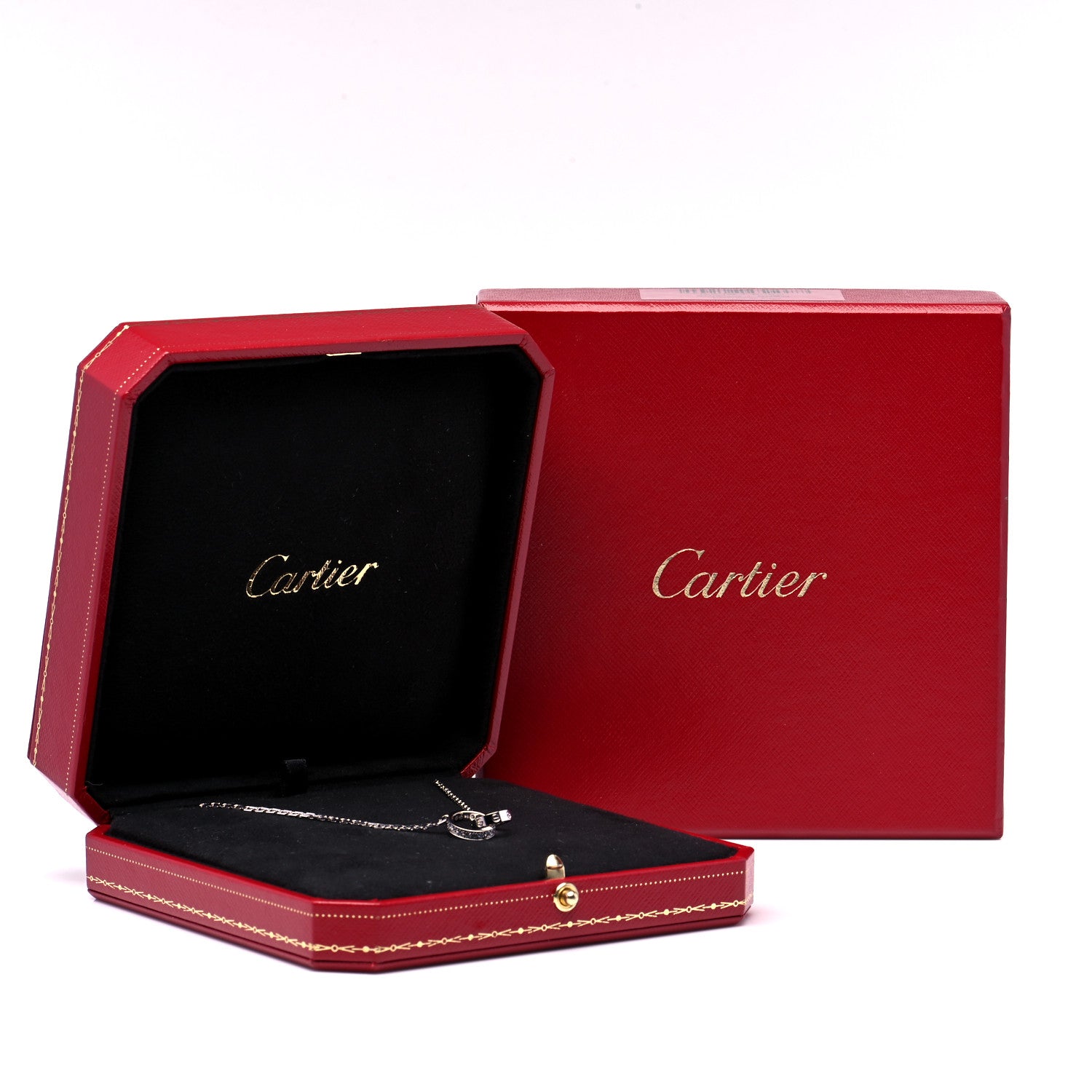 Cartier 18K White Gold Diamond Interlocking LOVE Necklace 6 of 6
