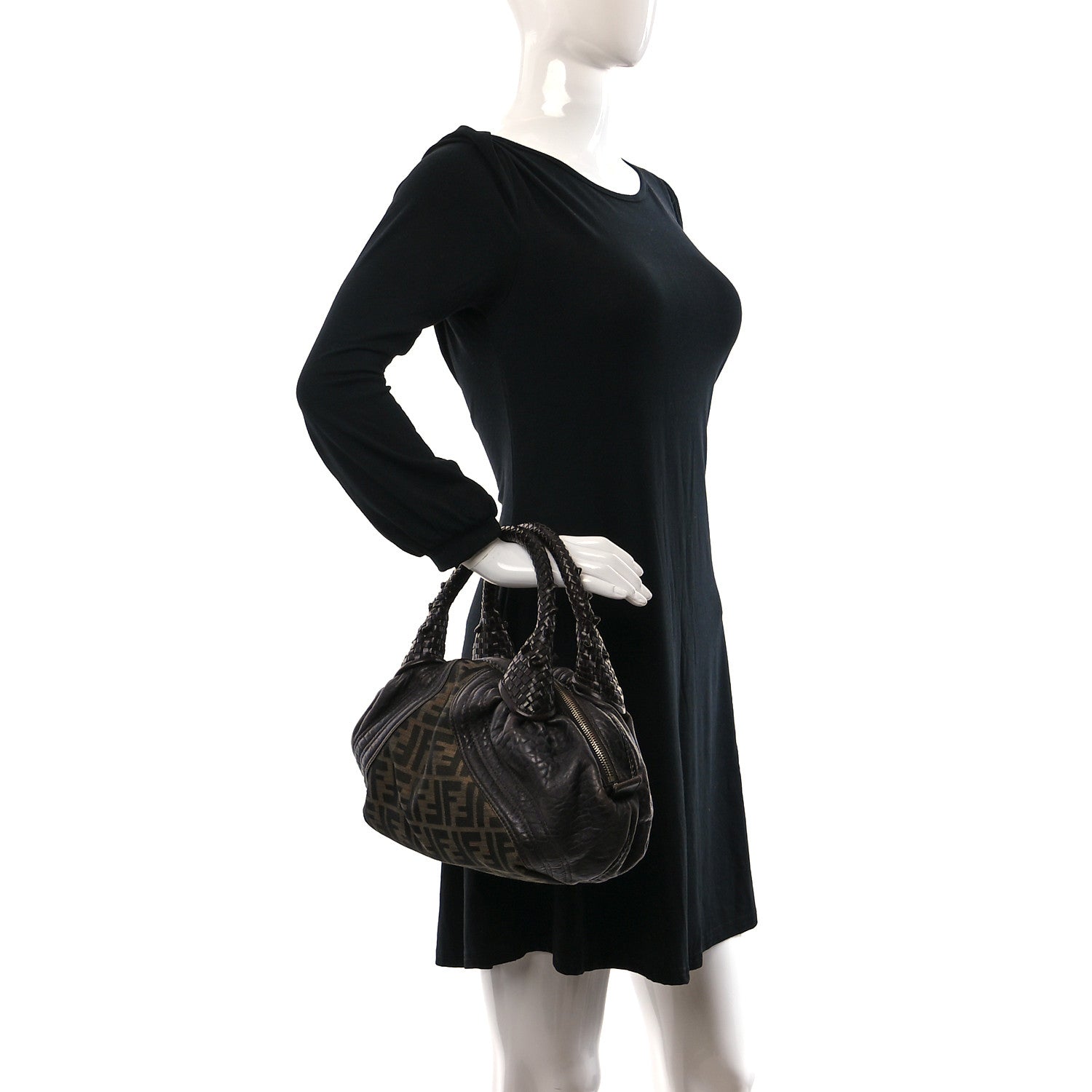 Fendi Zucca Nappa Nuvolata Vitello Tortuga Spy Bowler Tobacco Moro 2 of 9