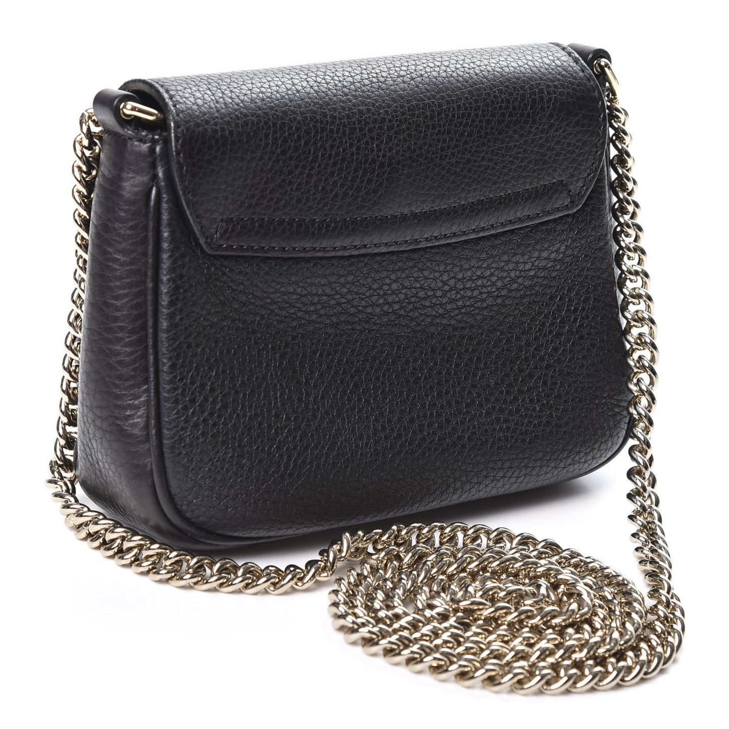 Pebbled Calfskin Small Soho Flap Crossbody Black