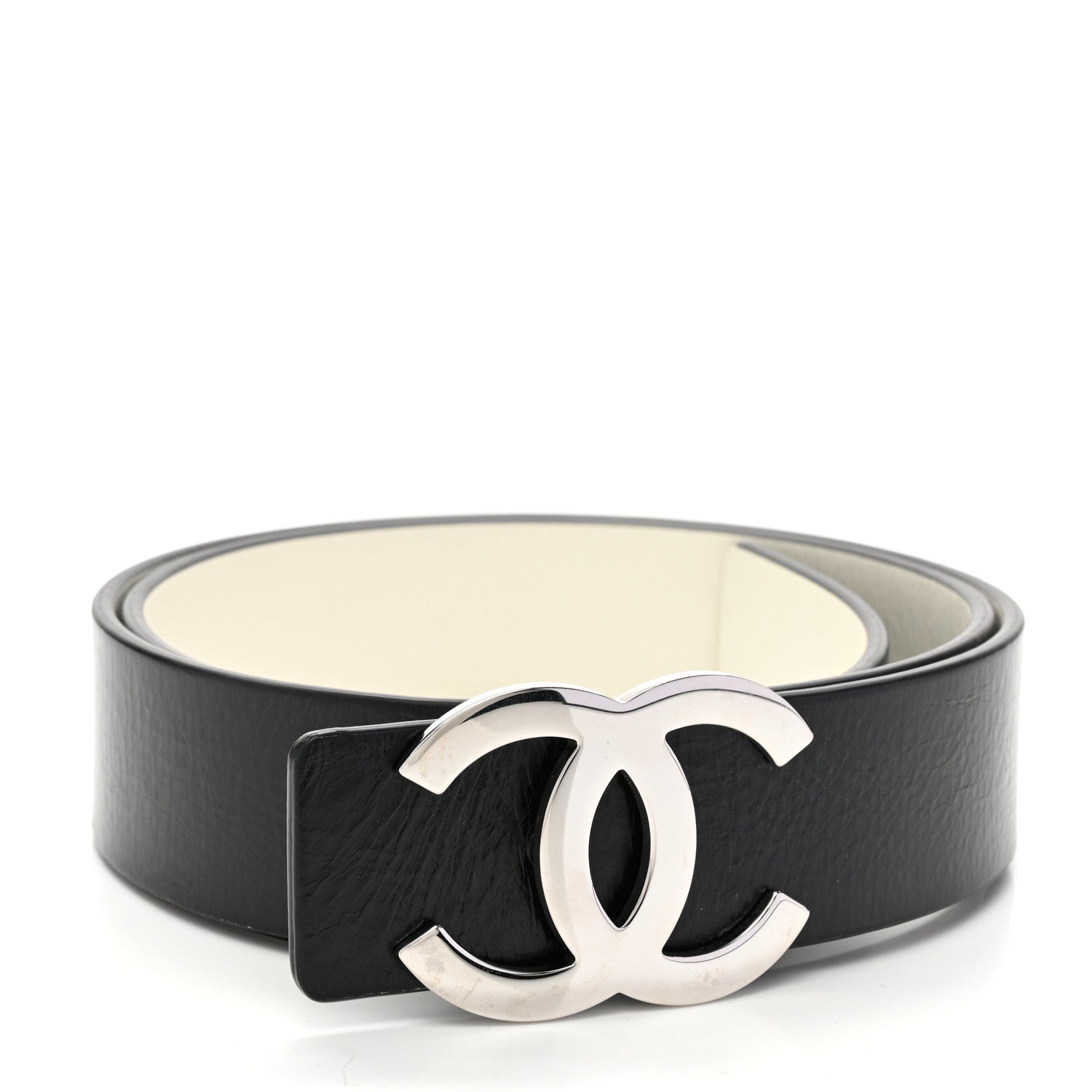Chanel Patent Calfskin CC Reversible Belt 85 34 Black White 5 of 8