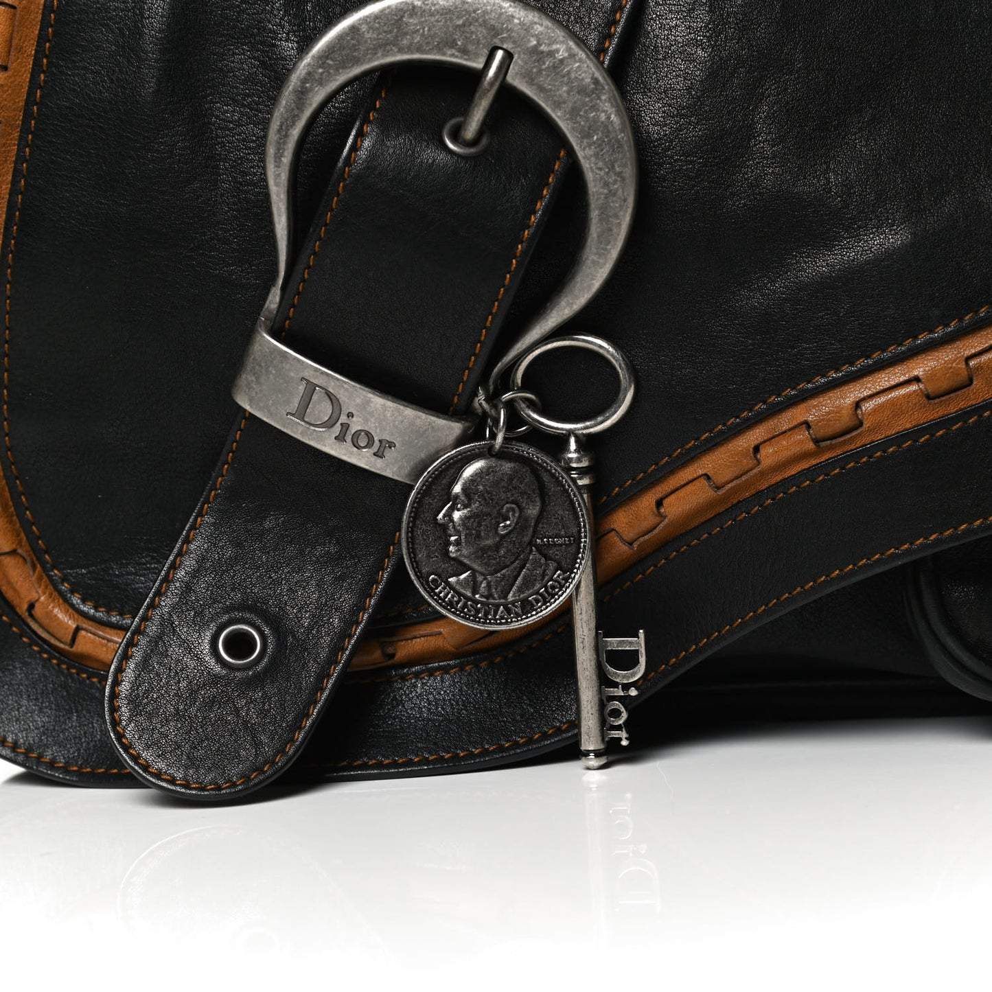 Calfskin Medium Gaucho Double Saddle Bag Black