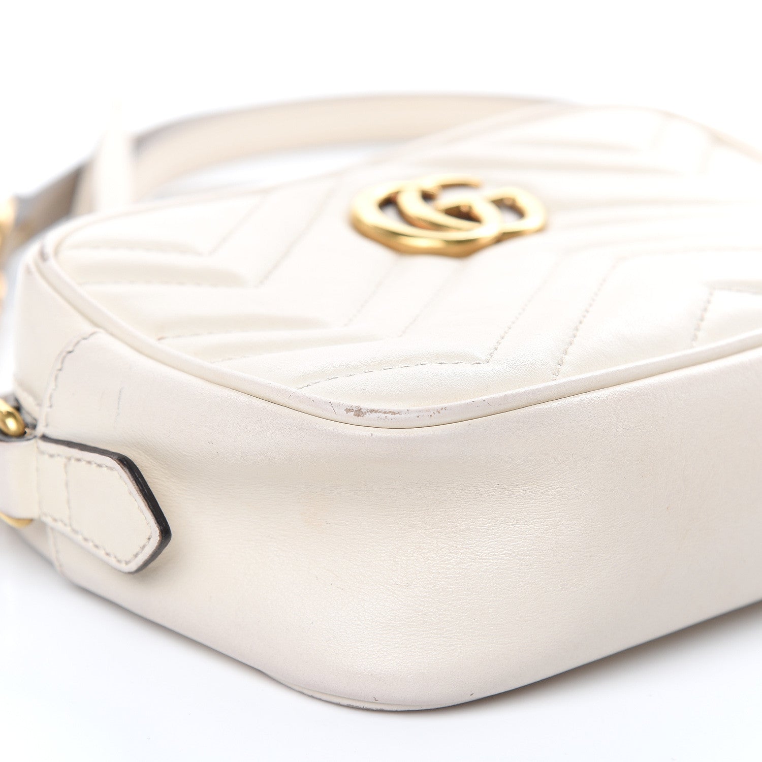 Gucci Calfskin Matelasse Mini GG Marmont Chain Shoulder Bag White 8 of 18