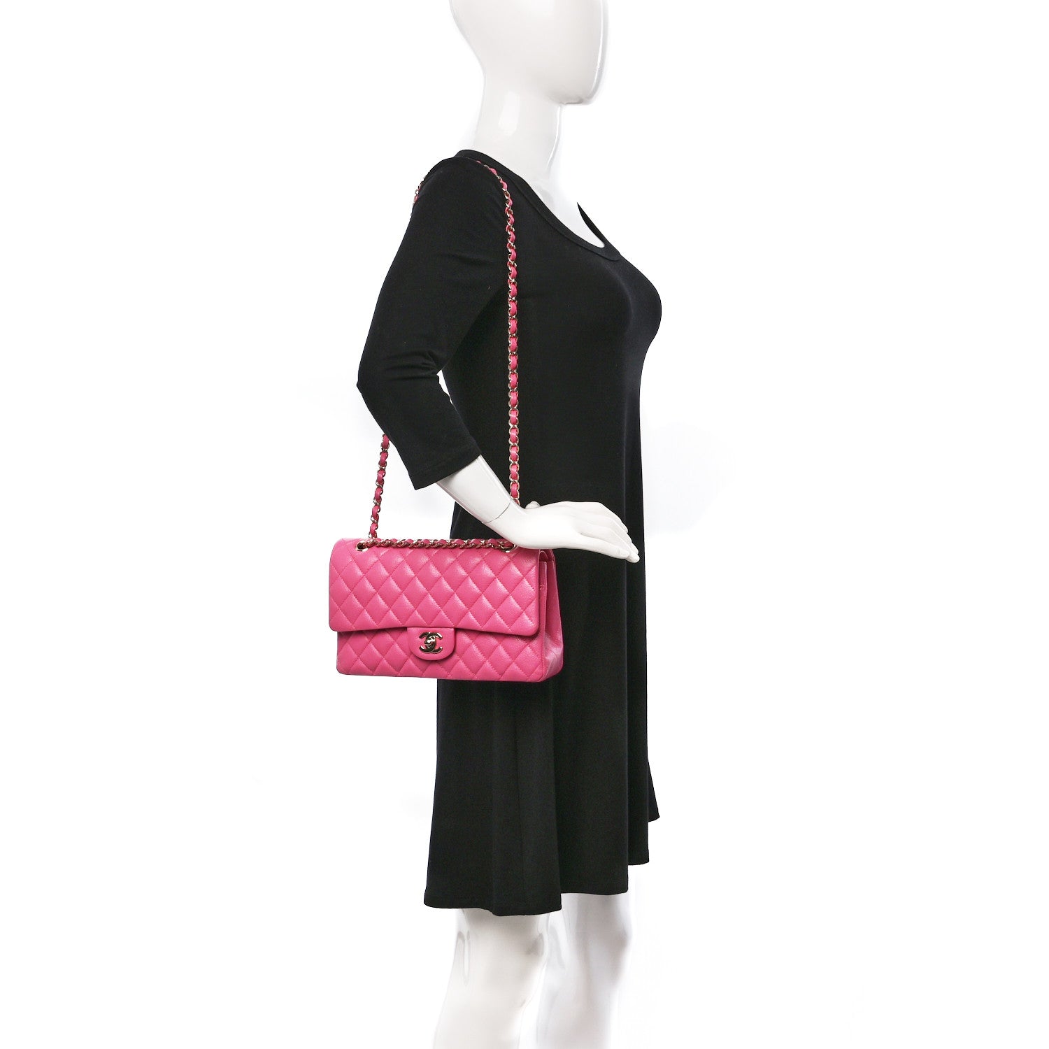 Chanel Caviar Quilted Medium Double Flap Pink 2 of 9
